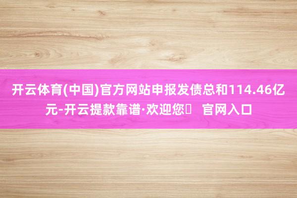 开云体育(中国)官方网站申报发债总和114.46亿元-开云提款靠谱·欢迎您✅ 官网入口