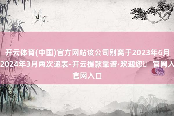 开云体育(中国)官方网站该公司别离于2023年6月和2024年3月两次递表-开云提款靠谱·欢迎您✅ 官网入口